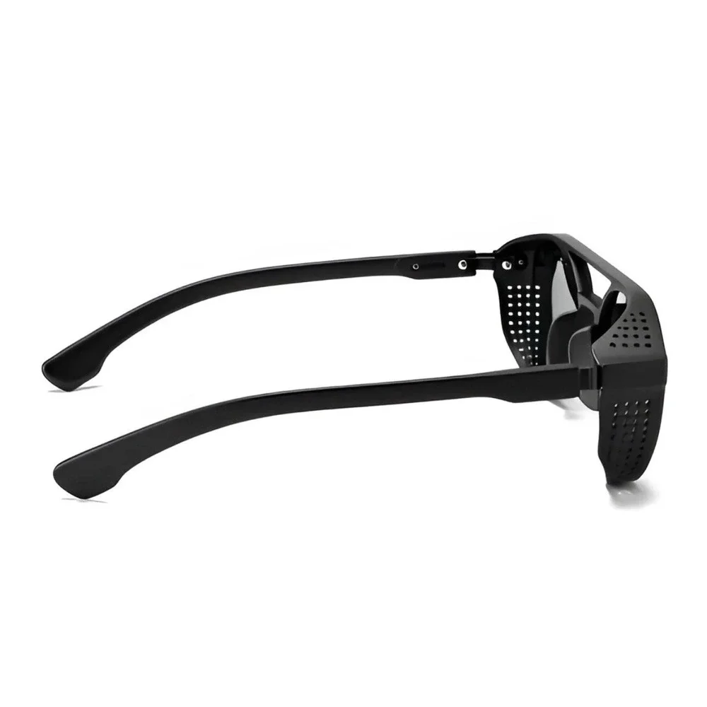 Mens Steampunk Outfit Sunglasses Matte Black Silver Mirror Lens Side Shields New